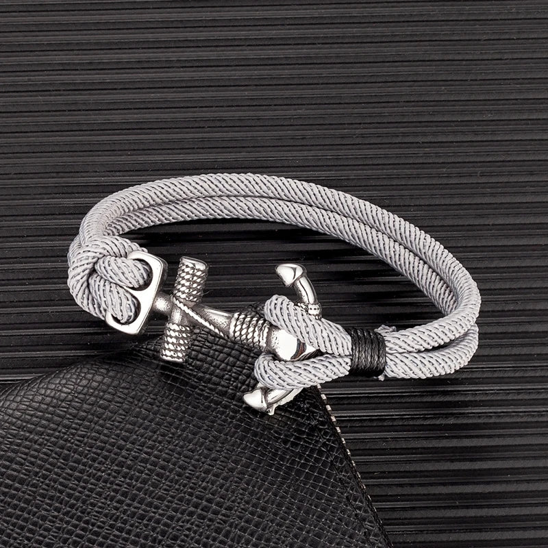 MKENDN Waterproof Anchor Bracelets Men Double Strand Nautical Survival Rope Bracelet For Women Stainless Steel Navy Sport Buckle