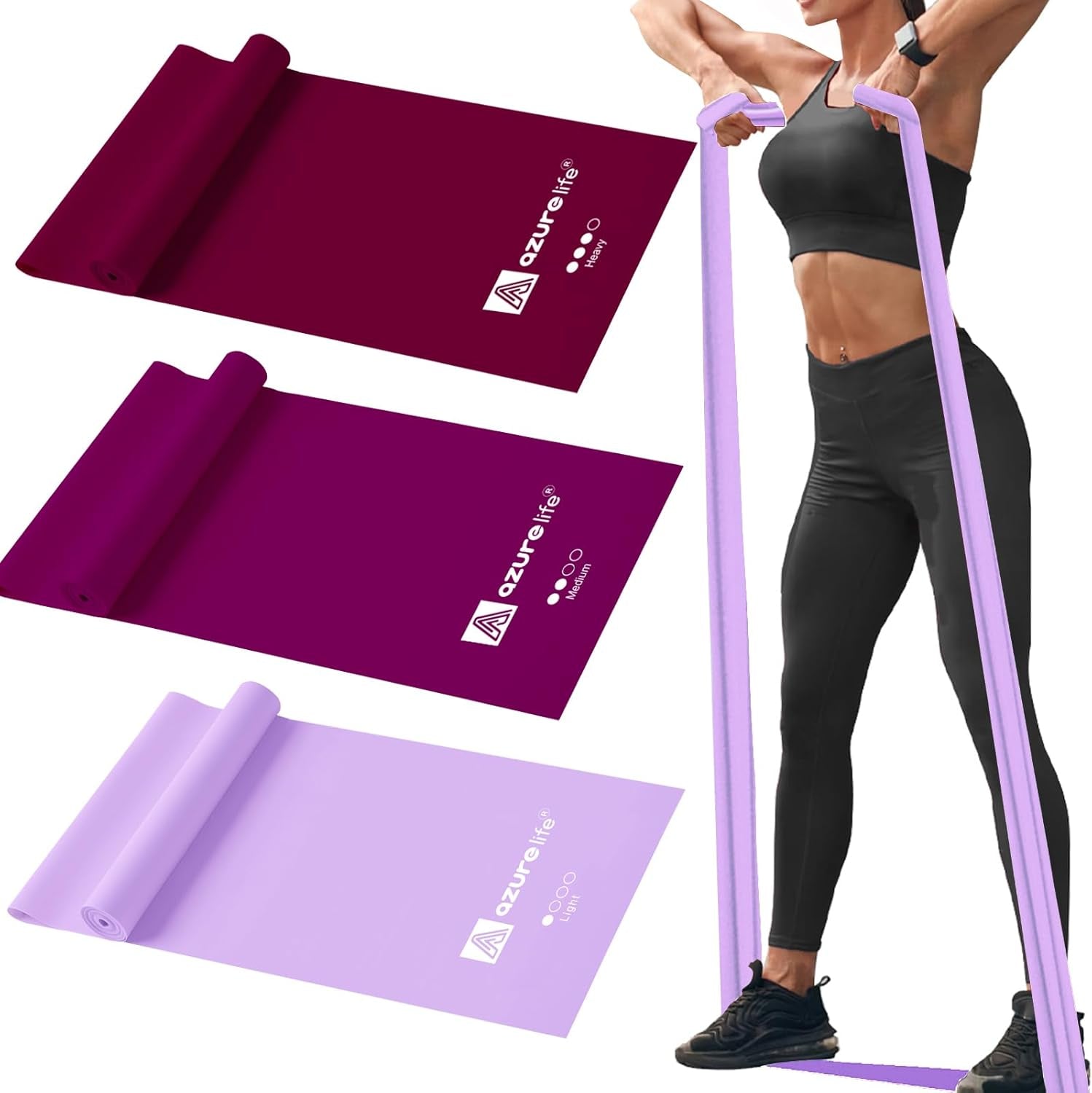 Resistance Bands,Professional Non-Latex Elastic Stretch Bands，Long Flat Exercise Bands for Physical Therapy, Yoga, Pilates, Rehab, At-Home or the Gym Workouts, Strength Training