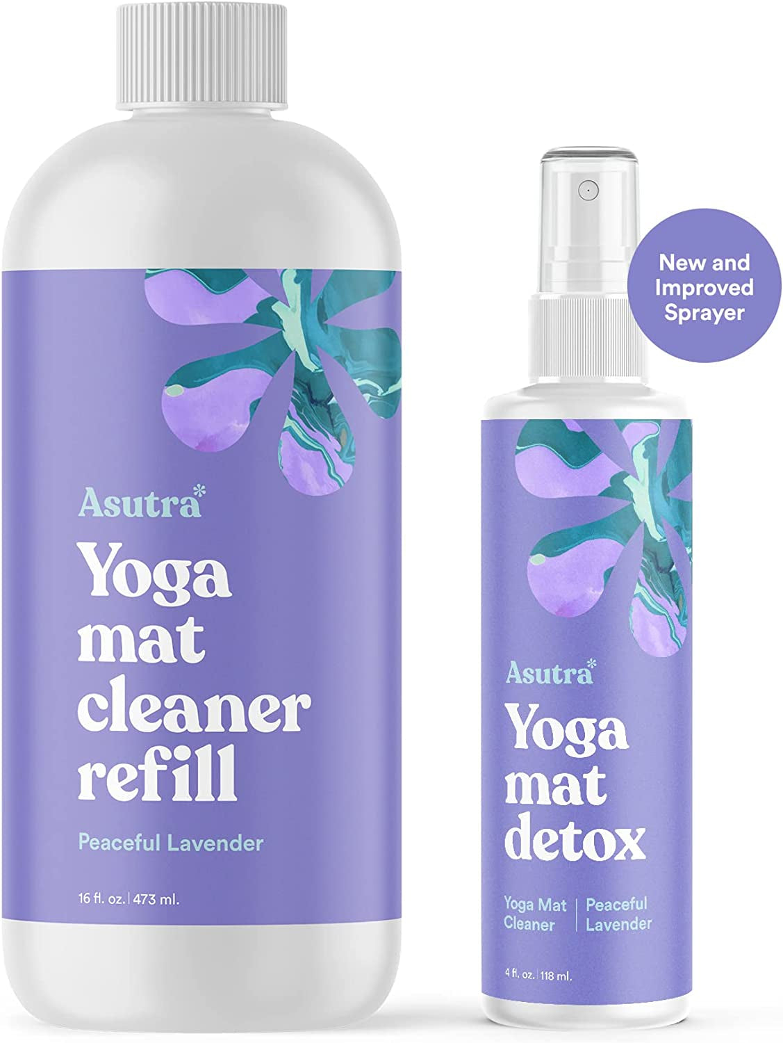 Yoga Mat Cleaner Spray (Peaceful Lavender), 4 Fl Oz - No Slippery Residue, Organic Essential Oils, Deep-Cleansing for Fitness Gear & Gym Equipment, Microfiber Towel Included