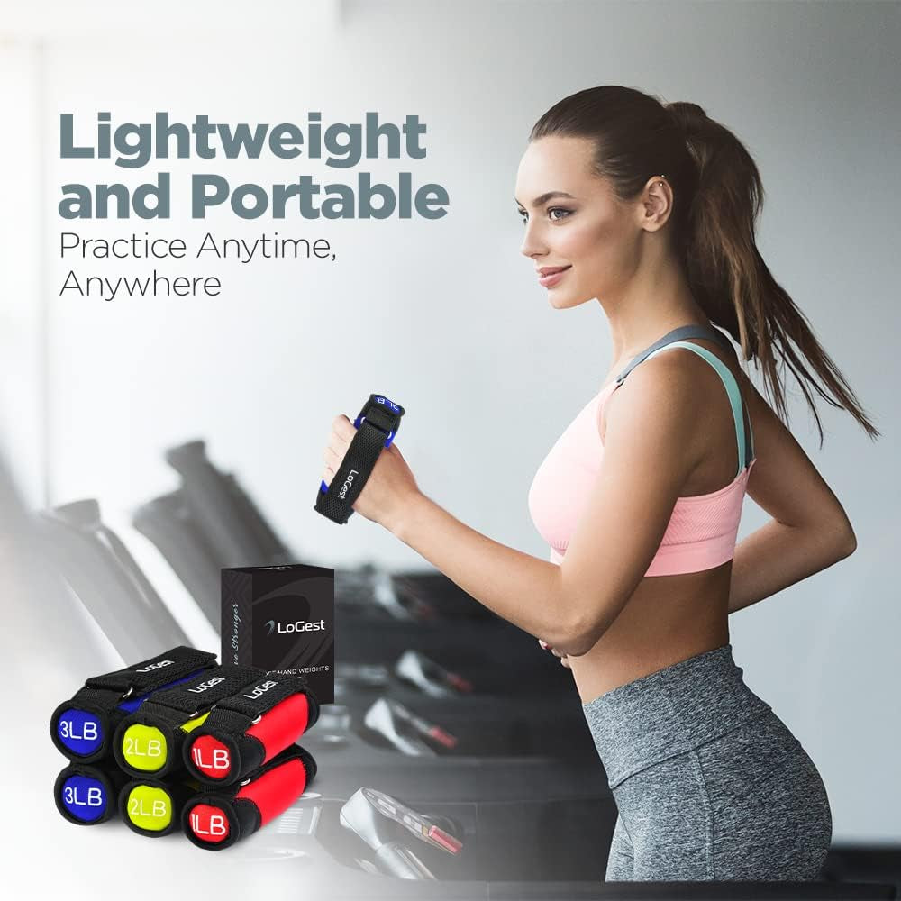 Soft Hand Weights with Adjustable Straps - Comes in 1LB Weights 2LB or 3LB 4LB - Comfortable Secure Weighted Neoprene Dumbbells with Straps for Walking Running Cardio Workout Physical Therapy