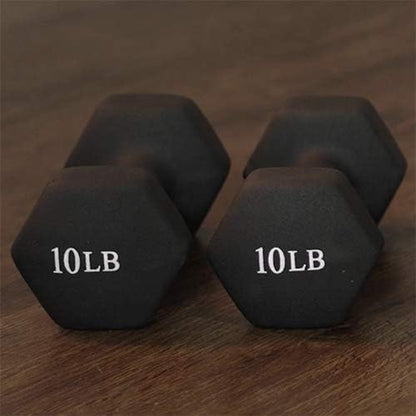 Neoprene Coated Hex Shaped Dumbbell Non-Slip Fitness Weights for Home Gym Exercise, Full Body Workout Strength Building, Weight Loss, Sold in Pairs - Sizes - 2LB, 5LB, 8LB, 10LB