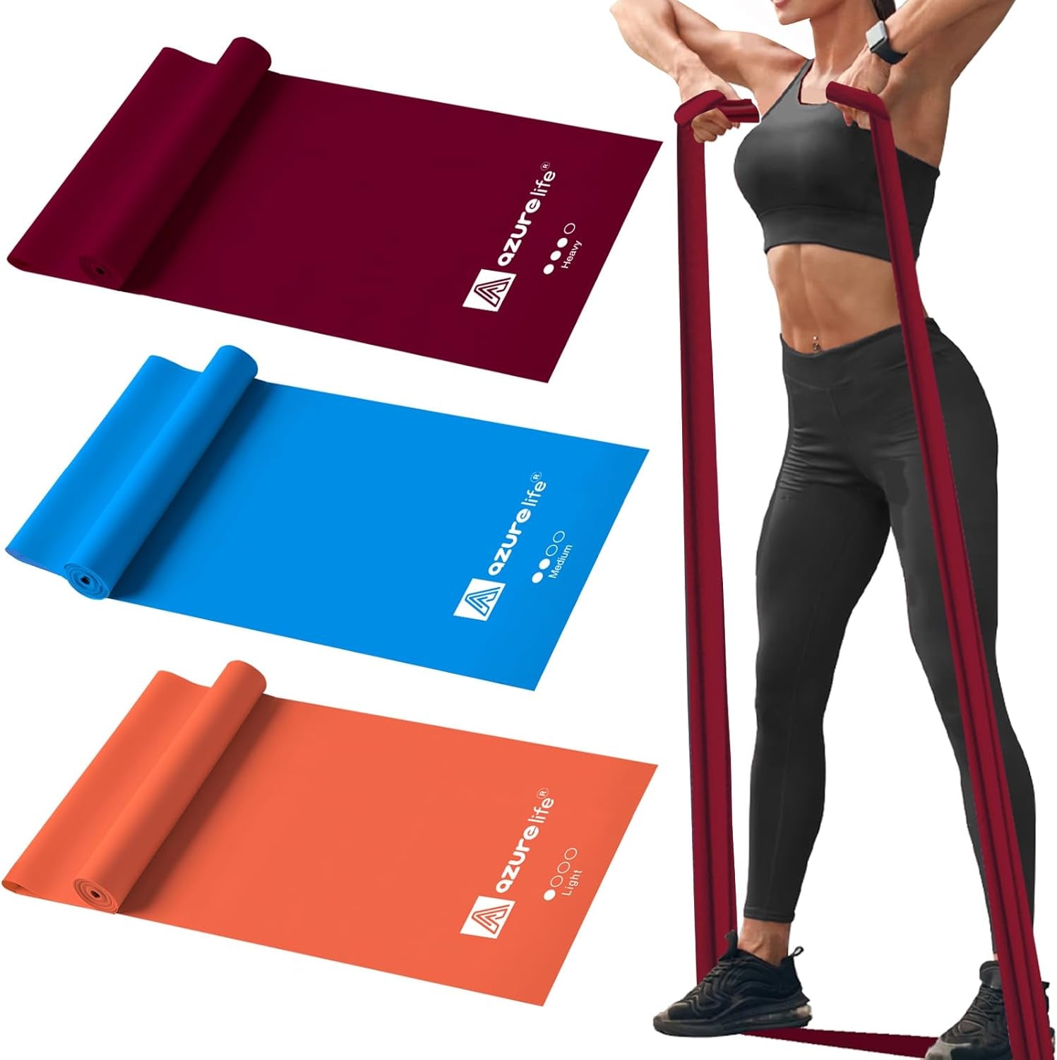 Resistance Bands,Professional Non-Latex Elastic Stretch Bands，Long Flat Exercise Bands for Physical Therapy, Yoga, Pilates, Rehab, At-Home or the Gym Workouts, Strength Training