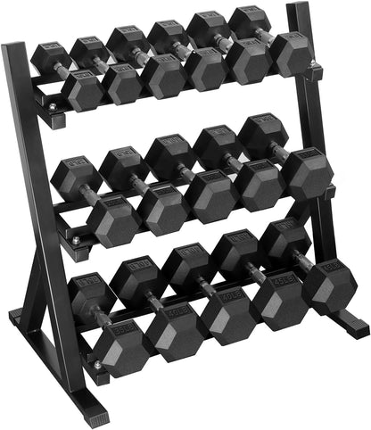 Hex Dumbbells Rubber Coated Cast Iron Hex Black Dumbbell Free Weights for Exercises