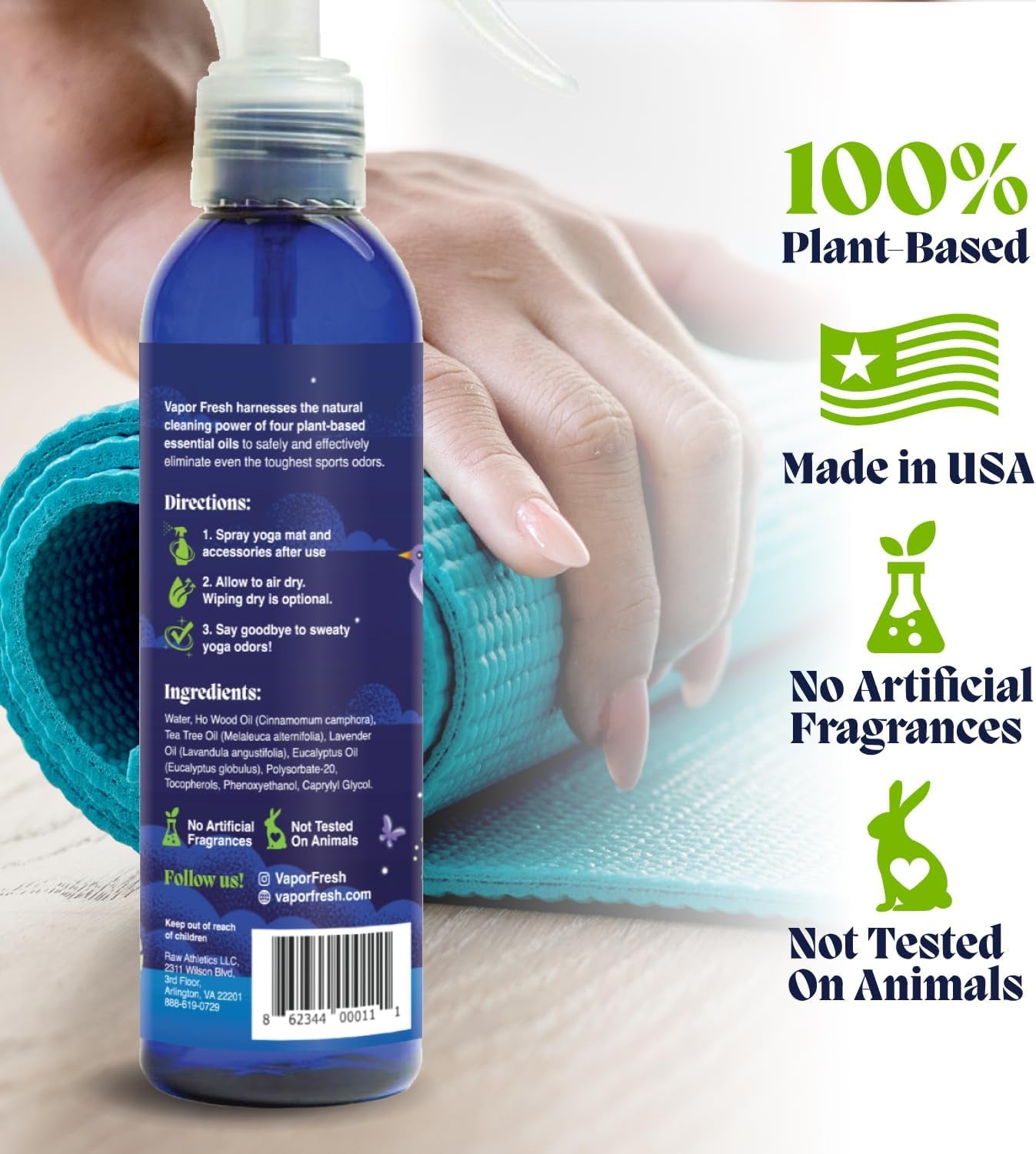 Yoga Mat Cleaner Spray - Eucalyptus Lavender - Plant Based Ingredients, 6Oz (1-Pack)