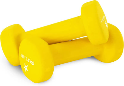 Neoprene Coated Dumbbell Hand Weight Sets of 2 - Multiple Weight Options with 15 Colors, Anti-Roll, Anti-Slip, Hexagon Shape