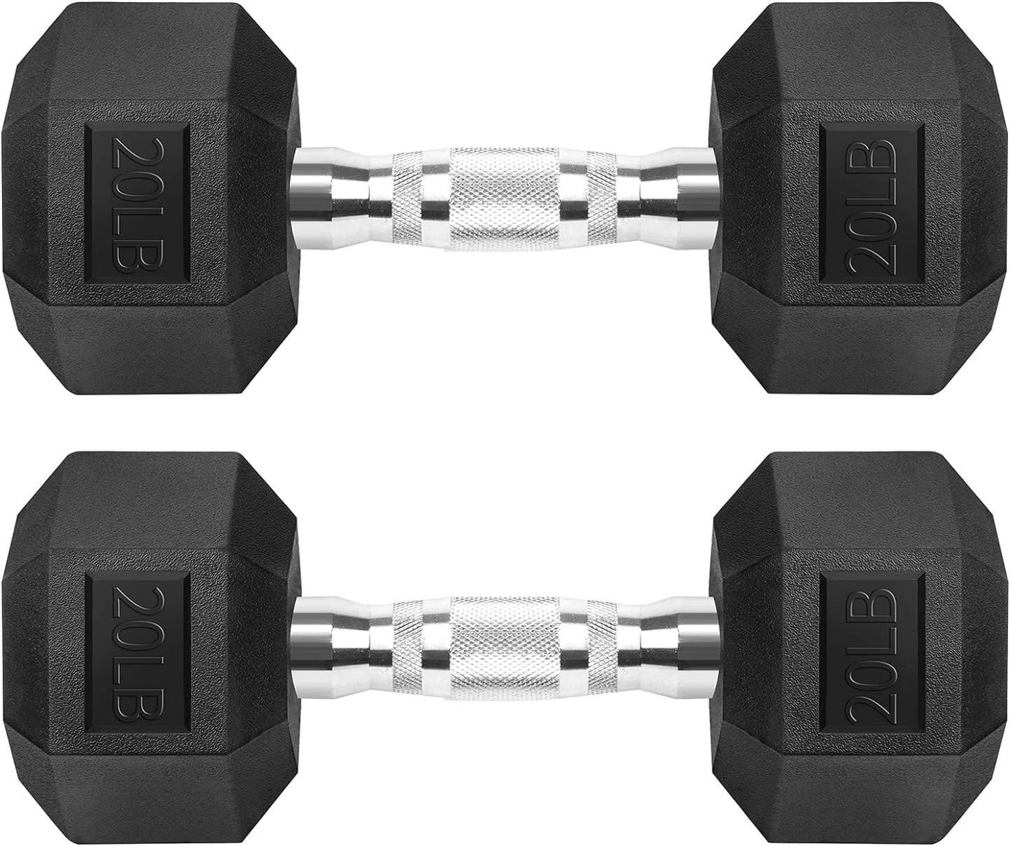 Hex Dumbbells Rubber Coated Cast Iron Hex Black Dumbbell Free Weights for Exercises