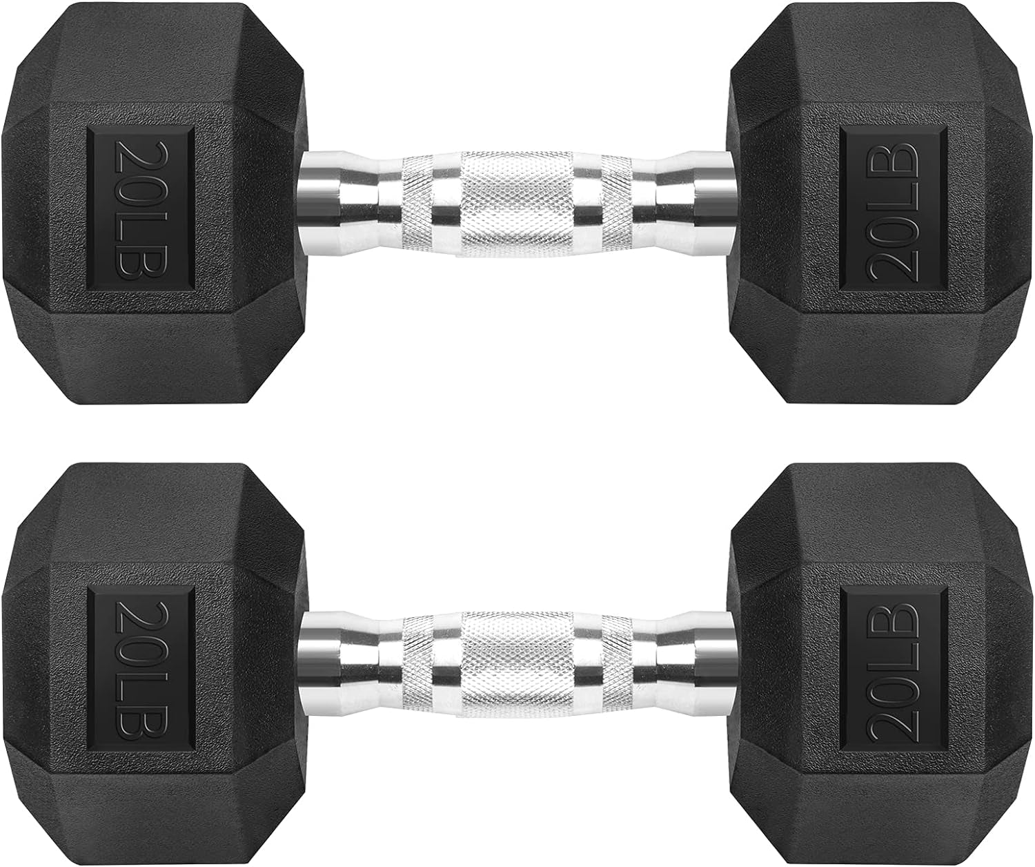 Hex Dumbbells Rubber Coated Cast Iron Hex Black Dumbbell Free Weights for Exercises