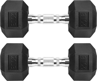 Hex Dumbbells Rubber Coated Cast Iron Hex Black Dumbbell Free Weights for Exercises