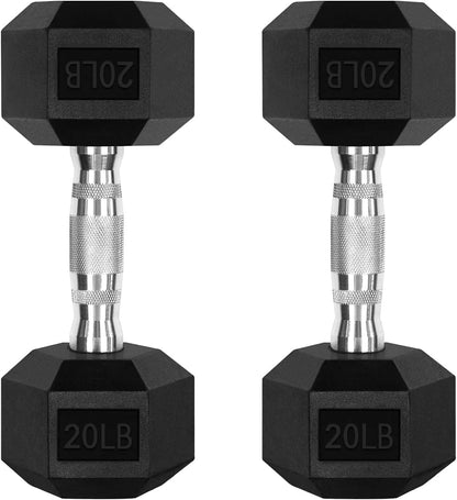 5-300LBS Rubber Encased Hex Dumbbell Sets with Optional Rack for Home Gym, Coated Hand Weights for Strength Training, Workouts