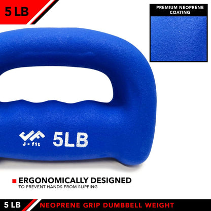 Neoprene D Grip Dumbbells - Single Weights 1LB-5LB - Premium Non-Slip, Hand Weights, Ergonomic Design