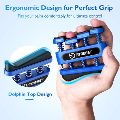 Finger Strengthener, Finger Exerciser, Hand Exerciser for Improve Dexterity and Strength in Fingers, Hands, Forearms– Grip Strength Trainer for Musicians, Climbers, and Therapy