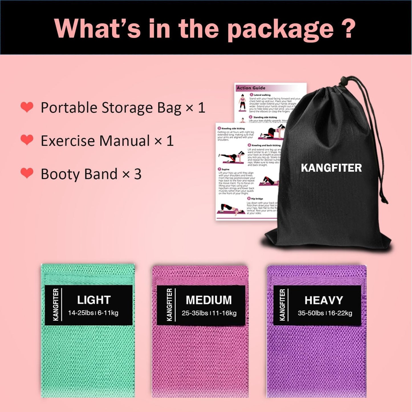 Non-Slip Fabric Resistance Bands for Working Out, Loop Exercise Bands for Booty Leg, Butt, Glute, Stretch Workout Bands for Women & Men, Hip Elastic Bands for Home Gym Fitness, Yoga, Pilates