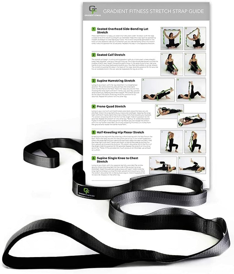 Stretching Strap for Physical Therapy, 12 Multi-Loop Stretch Strap 1.5" W X 8' L, Neoprene Handles, Physical Therapy Equipment, Yoga Straps for Stretching, Leg Stretcher