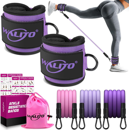 Ankle Resistance Bands with Cuffs, Ankle Bands for Working Out, Ankle Straps for Women, Exercise Bands for Legs and Butt, Booty Workout Equipment for Kickbacks Hip Fitness Training