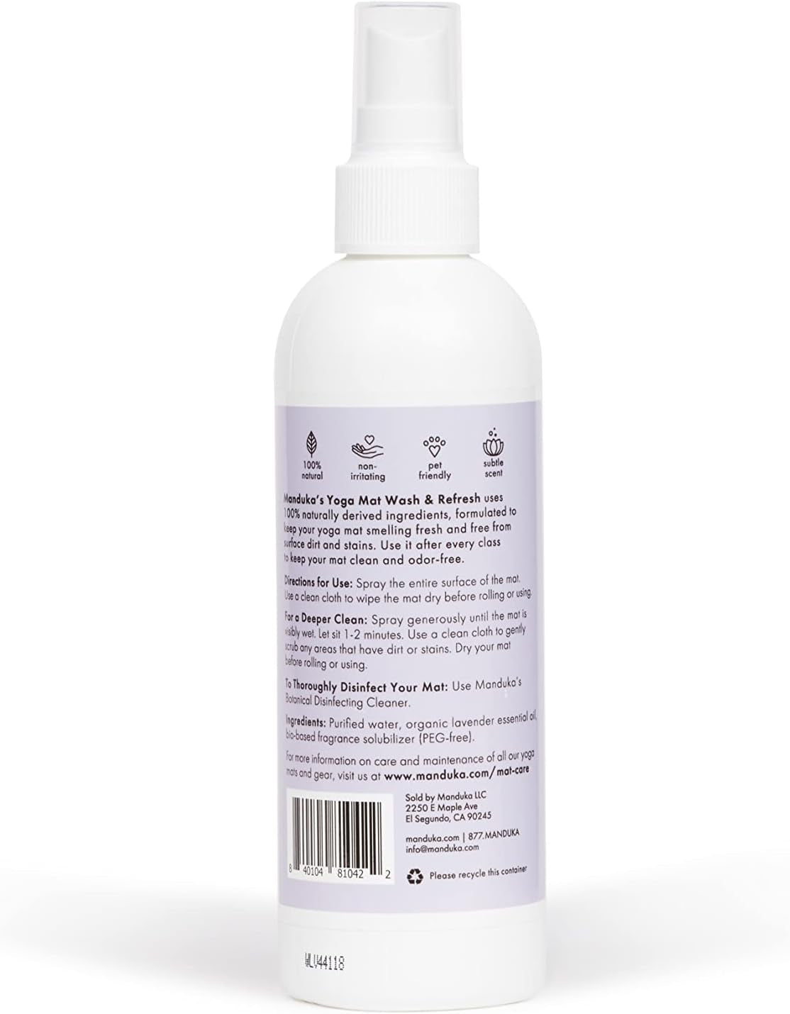 Yoga Mat Wash and Refresh – 100% Natural Essential Oil Yoga Mat Cleaning Spray, Fitness Equipment and Gym Accessories Cleaner, Non-Irritating, Pet Friendly