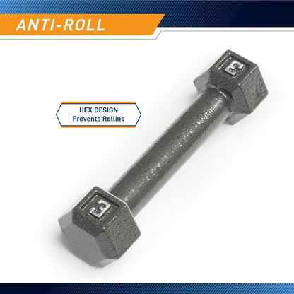 Cast Iron Hex Dumbbells Collection - Available Size from 3-Lb to 100-Lb, SOLD INDIVIDUALLY