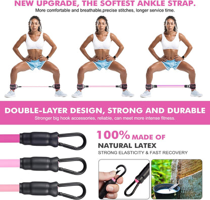 Ankle Resistance Bands with Cuffs, Ankle Bands for Working Out, Ankle Resistance Band for Leg, Booty Workout Equipment for Kickbacks Hip Fitness Training, Exercise Bands for Butt Lift Women