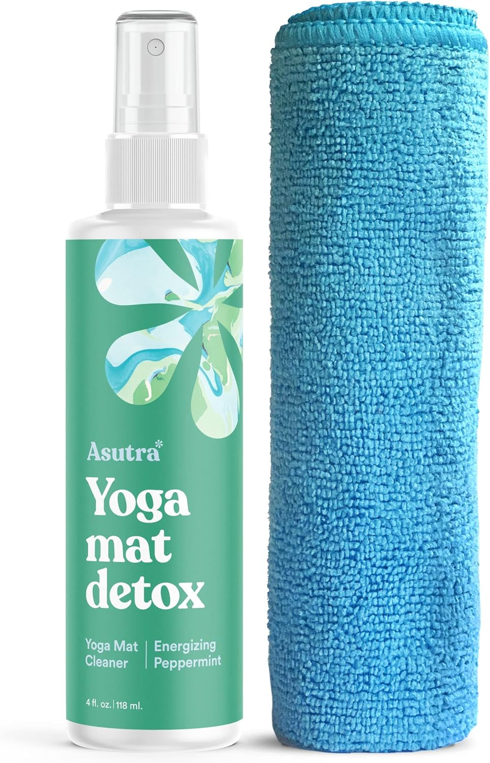 Yoga Mat Cleaner Spray (Peaceful Lavender), 4 Fl Oz - No Slippery Residue, Organic Essential Oils, Deep-Cleansing for Fitness Gear & Gym Equipment, Microfiber Towel Included