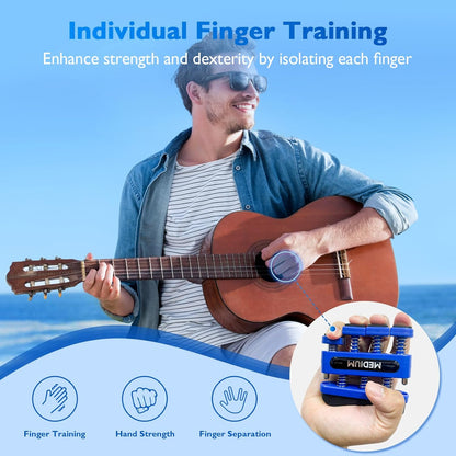 Finger Strengthener, Finger Exerciser, Hand Exerciser for Improve Dexterity and Strength in Fingers, Hands, Forearms– Grip Strength Trainer for Musicians, Climbers, and Therapy