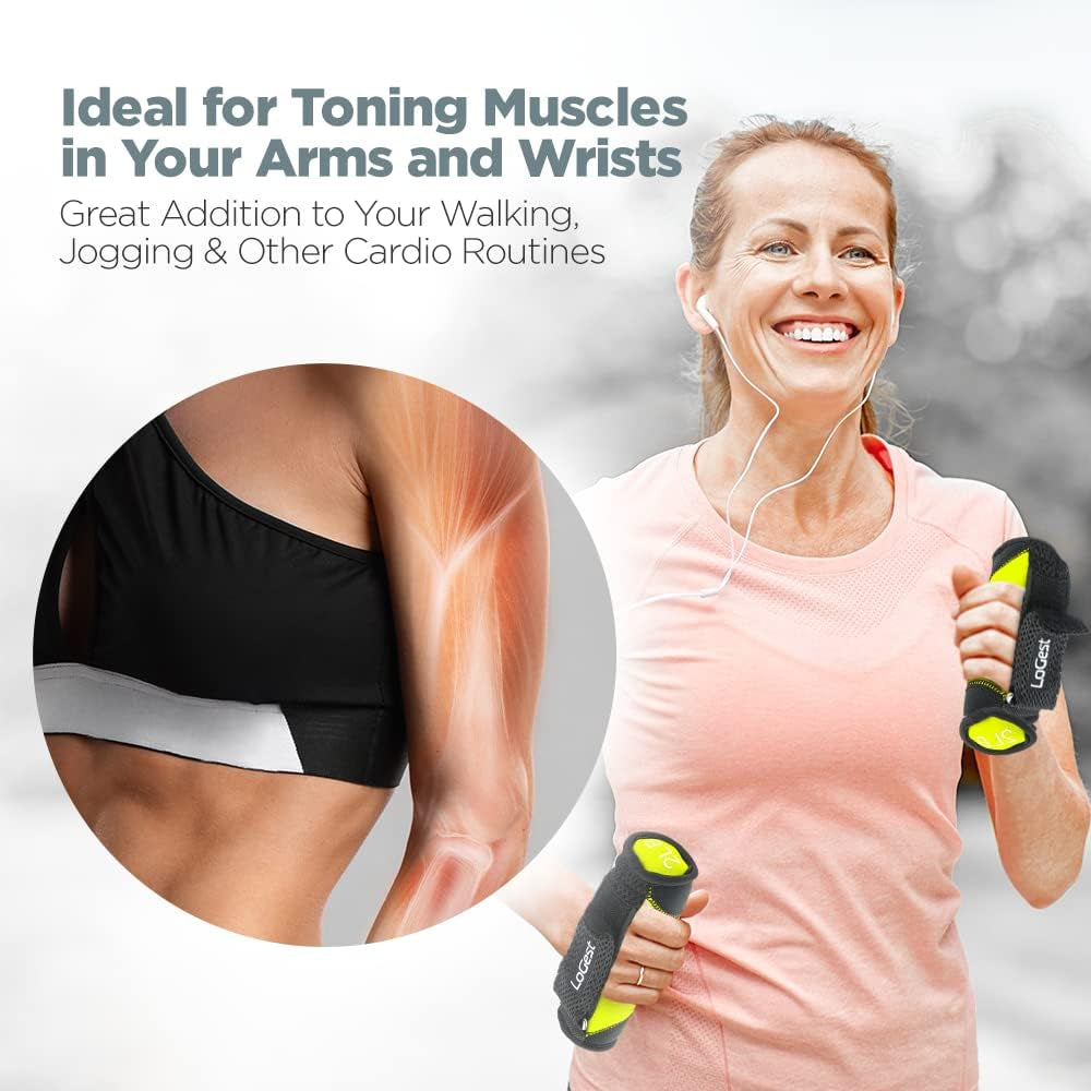 Soft Hand Weights with Adjustable Straps - Comes in 1LB Weights 2LB or 3LB 4LB - Comfortable Secure Weighted Neoprene Dumbbells with Straps for Walking Running Cardio Workout Physical Therapy