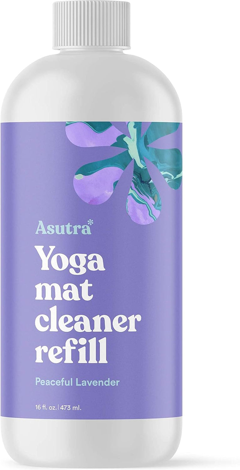 Yoga Mat Cleaner Spray (Peaceful Lavender), 4 Fl Oz - No Slippery Residue, Organic Essential Oils, Deep-Cleansing for Fitness Gear & Gym Equipment, Microfiber Towel Included