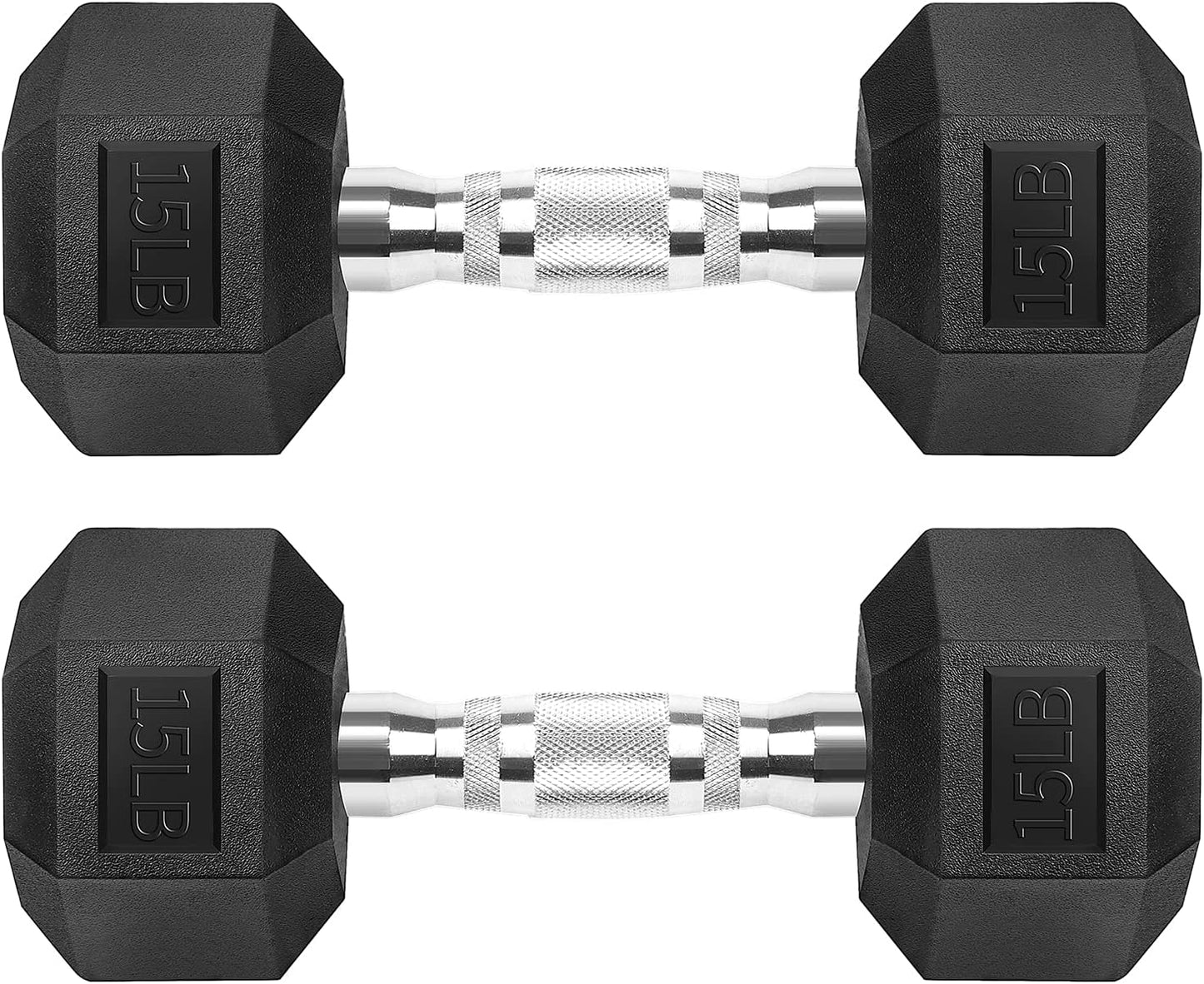 Hex Dumbbells Rubber Coated Cast Iron Hex Black Dumbbell Free Weights for Exercises