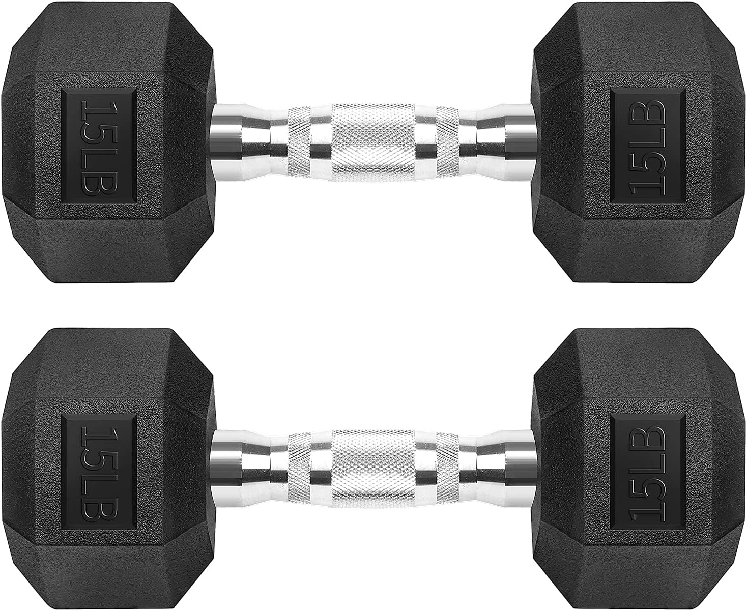 Hex Dumbbells Rubber Coated Cast Iron Hex Black Dumbbell Free Weights for Exercises