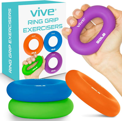 Hand Strengthener Grip Ring - Forearm Ring Hand Exercisers - Silicone Squeezer Gripper for Muscle Strengthening Training Tool - Arthritis Finger Physical Therapy PT Kit Trainer