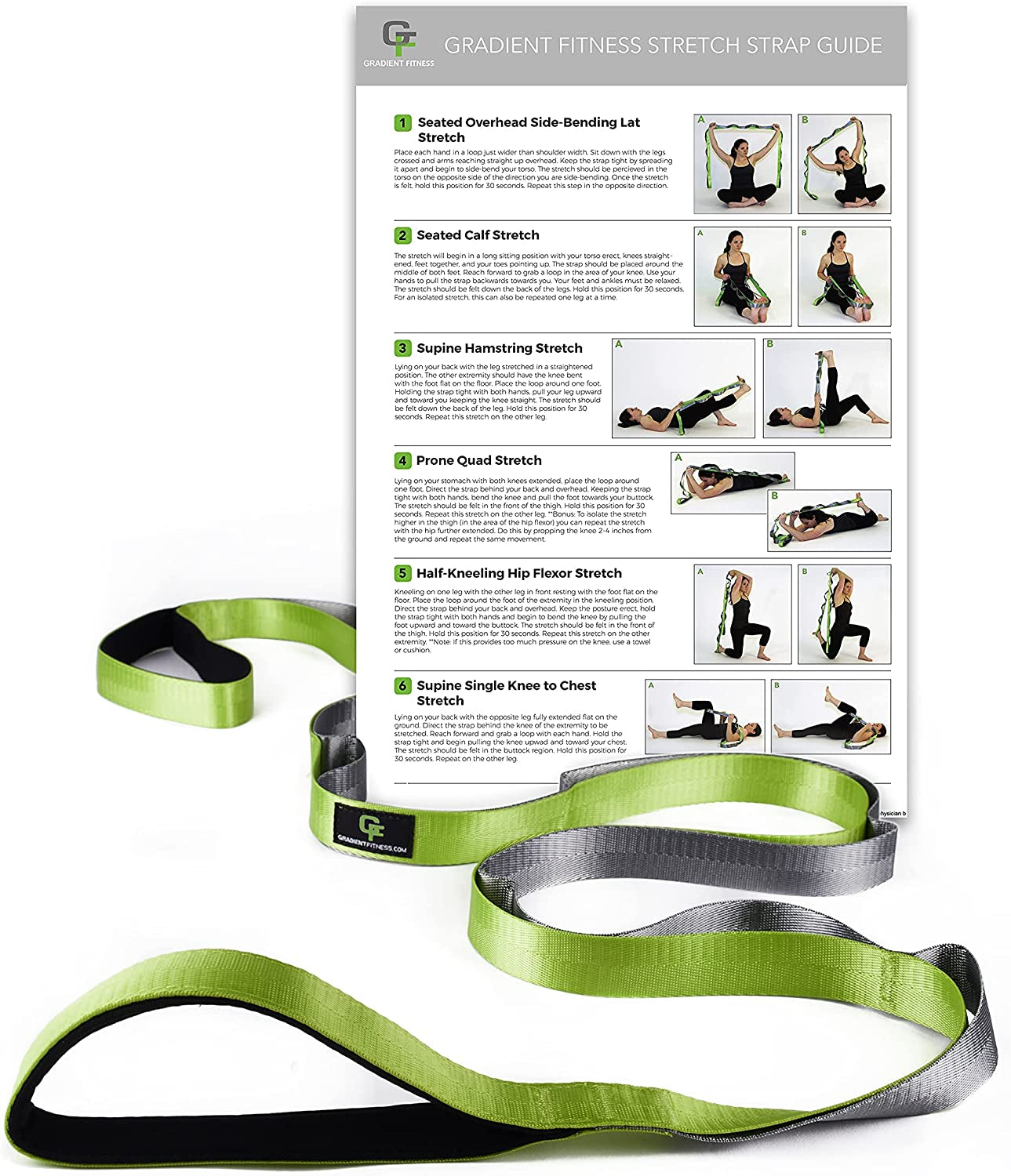 Stretching Strap for Physical Therapy, 12 Multi-Loop Stretch Strap 1.5" W X 8' L, Neoprene Handles, Physical Therapy Equipment, Yoga Straps for Stretching, Leg Stretcher