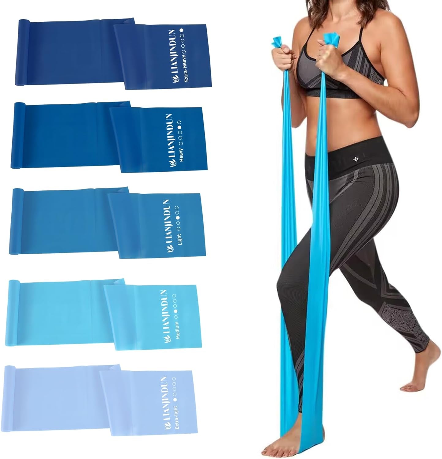 5 Pcs Professional Resistance Bands. Latex-Free, Elastic Band, Work Out Bands, Stretch Bands for Working Out Women or Men, Exercise Bands Set for Physical Therapy, Yoga, Pilates