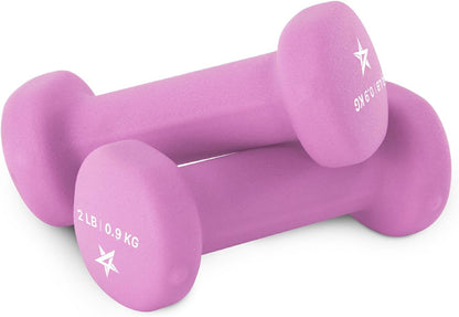 Neoprene Coated Dumbbell Hand Weight Sets of 2 - Multiple Weight Options with 15 Colors, Anti-Roll, Anti-Slip, Hexagon Shape